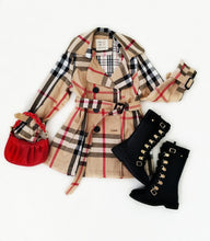 Load image into Gallery viewer, Plaid Trench Coat