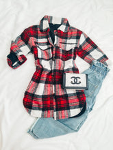 Load image into Gallery viewer, Red Plaid Fleece Shacket