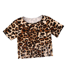 Load image into Gallery viewer, Ready to Ship Fringe Leopard Crop Tee