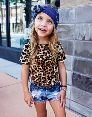 Ready to Ship Fringe Leopard Crop Tee