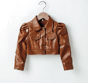 Ready to Ship Puff Sleeve Faux Leather Jacket
