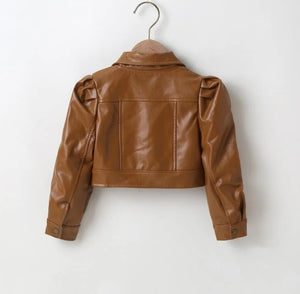 Ready to Ship Puff Sleeve Faux Leather Jacket